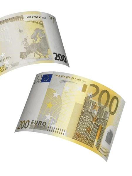 Two hundred euro bill colage isolated on white — Stock Photo, Image