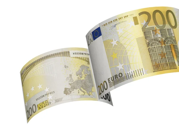 Two hundred euro bill colage isolated on white — Stock Photo, Image