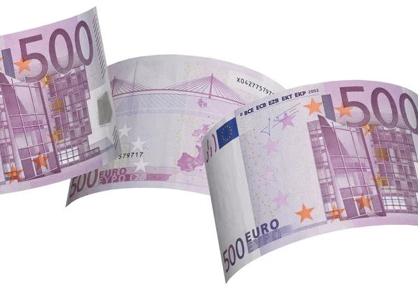 Fünfhundert Banknotencollage isoliert auf weiß — Stockfoto