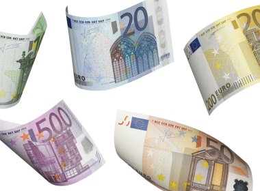 euro fatura kolaj üzerinde beyaz izole
