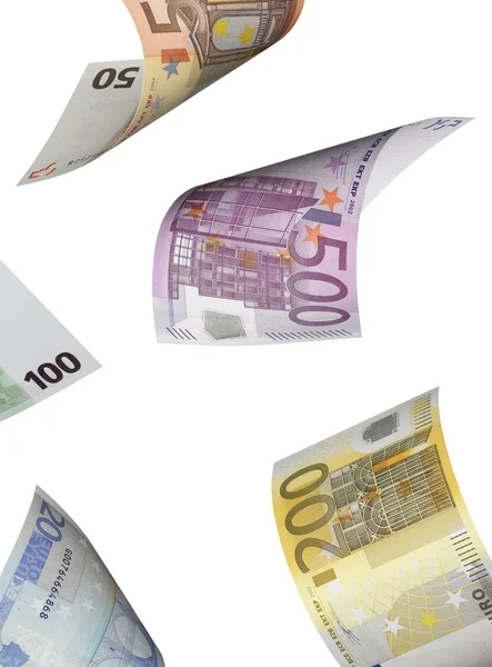 Collage di banconote in euro isolato su bianco — Foto Stock