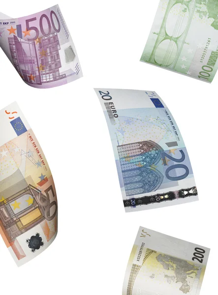 Euro bill collage isolated on white — Stock Photo, Image