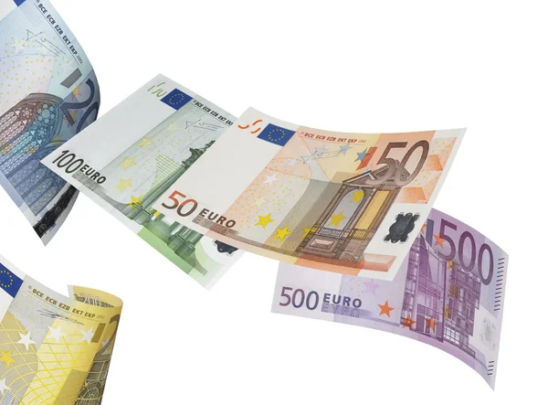 Euro-Banknotencollage isoliert auf weiß — Stockfoto