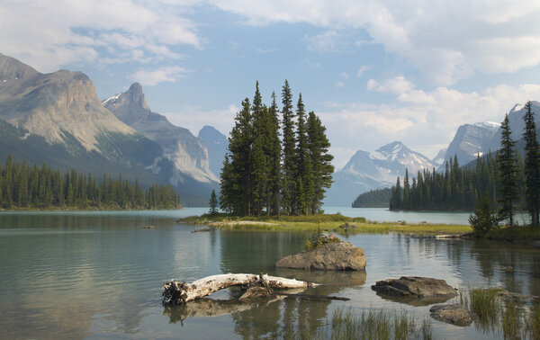 Spirit island in Maligne Lake. Jasper. Canada