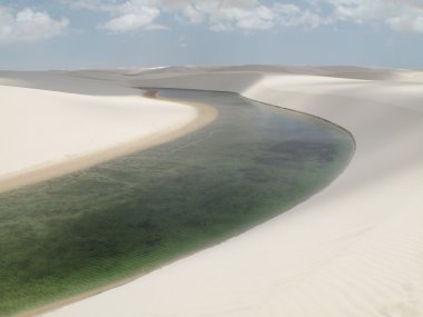 Dunes and lake landscape in Lencois Maranhenses. Brazil clipart