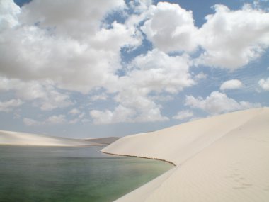 Dunes and lake landscape in Lencois Maranhenses. Brazil clipart