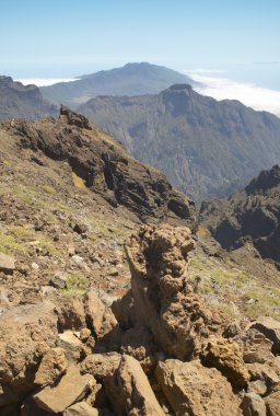 La Palma volkanik manzara. Caldera de Taburiente. İspanya