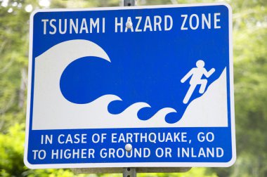 Tsunami ve deprem tehlike bölgesi sinyal Vancouver. Kanada