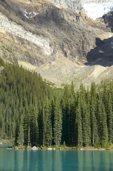 Morenowe jezioro krajobraz. Alberta. Kanada — Zdjęcie stockowe