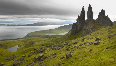 Scottish basaltic landscape in Skye isle. Old man of Storr clipart