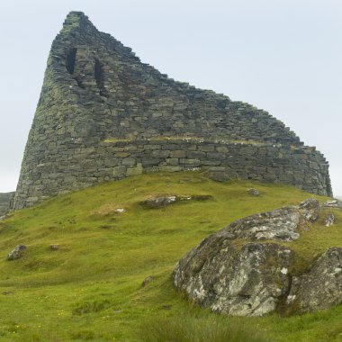 İskoç antik taş inşaat, broch. Carloway. Lewis Isle