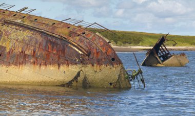 Churchill engelleri batık. Skapa akışı. Orkney. İskoçya