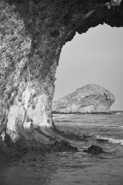 Mediterranean stone coastline at Monsul in Almeria, Spain — Stock Photo, Image