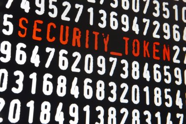 Bilgisayar ekran siyah arka plan üzerine güvenlik belirteci metinle