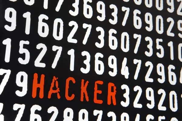 Computer screen with hacker text on black background — Stock Photo, Image