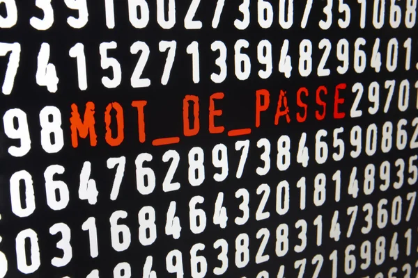 Computer screen with mot de passe text on black background — Stock Photo, Image