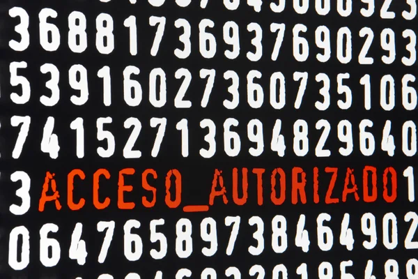 Computer screen with acceso autorizado text on black background — Stock Photo, Image