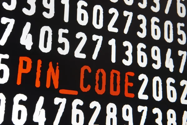 Computer screen with pin code text on black background — Stock Photo, Image