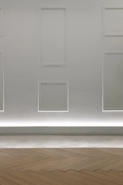 Detalle salón con pared gris y suelo de madera — Foto de Stock