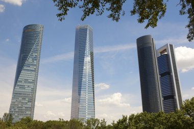 Dört kule gökdelen Finans alan Madrid, İspanya