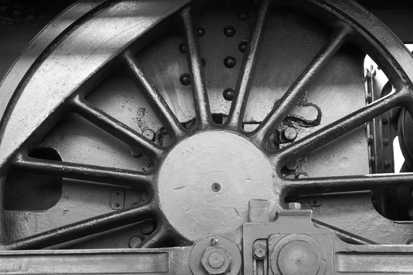 Steam locomotive wheel and connecting rod detail — Stock Photo, Image