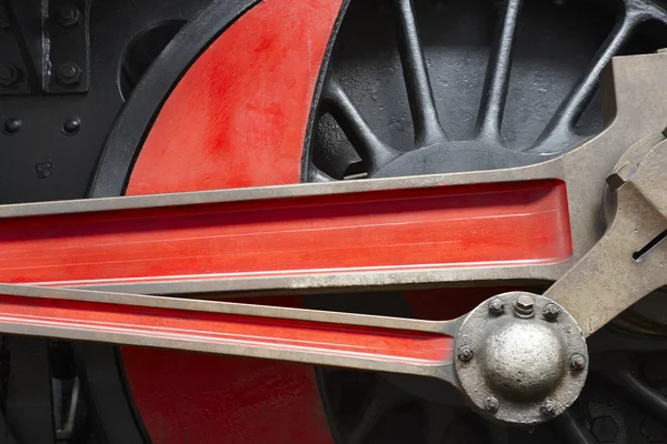 Steam locomotive wheel and connecting rod detail — Stock Photo, Image