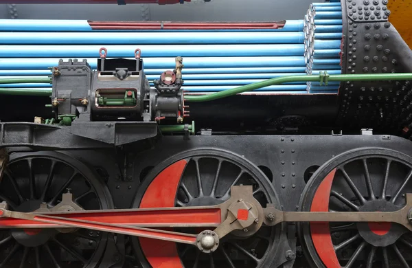 Detalle de sección de maquinaria de locomotora de vapor — Foto de Stock