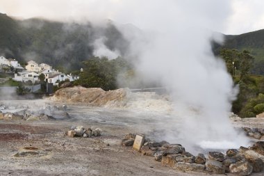 Furnas, Sao Miguel kaplıca sularında. Azores. Portekiz
