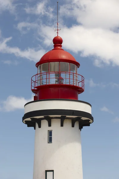 Red and white lighthouse in Topo, Sao Jorge, Azores. Portugal — Stock Photo, Image