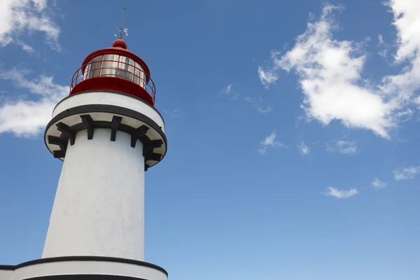 Red and white lighthouse in Topo, Sao Jorge, Azores. Portugal — Stock Photo, Image