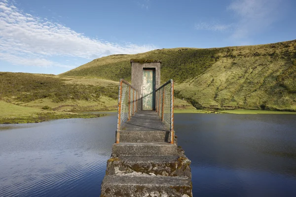 Azores landscape with lake and hills in Pico island. Portugal — Stock Photo, Image