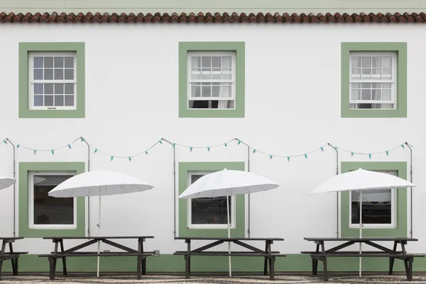 Terrace bar on the street in Pico island. Azores. Portugal — Stock Photo, Image