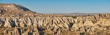 Rose valley panoramic view. Picturesque rock formation. Cappadocia landmark, Turkey