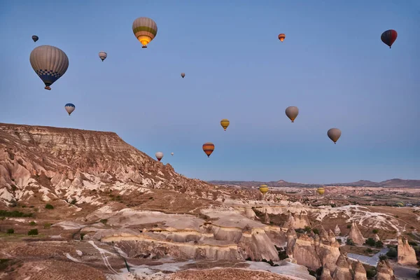 Balloons in rose valley, Cappadocia. Spectacular flight in Goreme. Turkey