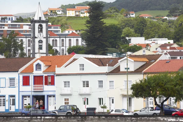 Azorernas traditionella urbana landskapet på ön Faial. Horta villag — Stockfoto
