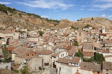Zaragoza, Daroca 'da güçlendirilmiş bir ortaçağ tarihi kasabası. Aragon, İspanya 