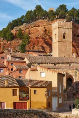 Anento 'nun ortaçağ İspanyol köyü. Zaragoza, Aragon. İspanya