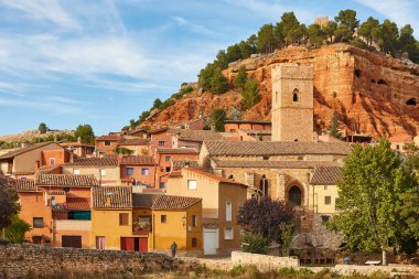 Anento 'nun ortaçağ İspanyol köyü. Zaragoza, Aragon. İspanya
