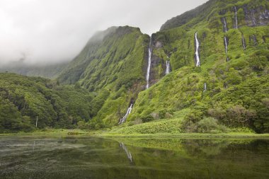 Azores landscape in Flores island. Waterfalls in Pozo da Alagoin clipart