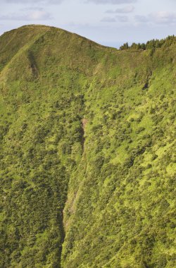 Azores yatay yeşil uçurum ve okyanus. Sao Miguel, Azor