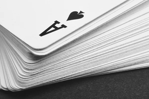 Card game with ace of spades detail. Black and white — Stock Photo, Image