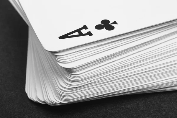 Card game with ace of clubs detail. Black and white — Stock Photo, Image