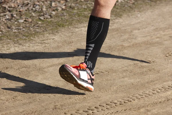 Senior Athletic Runner Beindetail. Outdoor-Rundkurs — Stockfoto