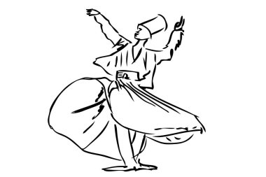 Taslak Vektör çizimi sufi dansçısı, hindi