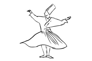 Taslak Vektör çizimi sufi dansçısı, hindi