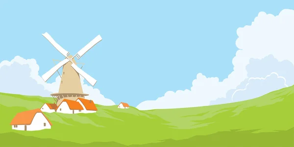 Molen met wolken — Stockvector