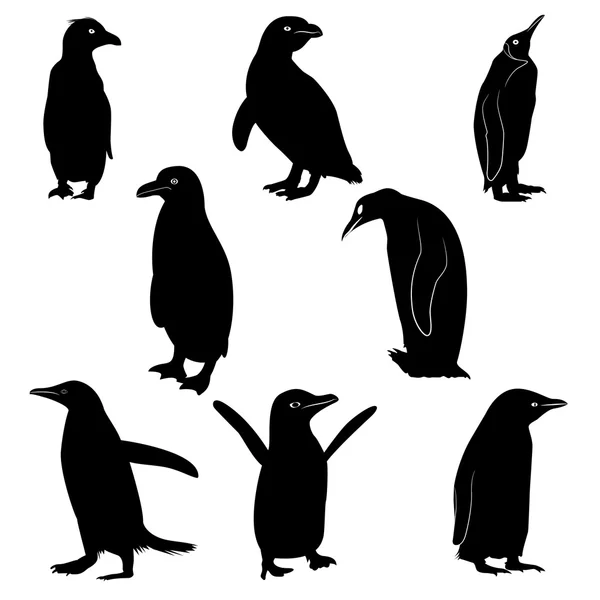 Siluetas de pingüinos — Archivo Imágenes Vectoriales