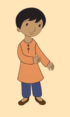 Geleneksel elbiseli Hintli çocuk