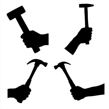 Elinde çekiç siluetleri