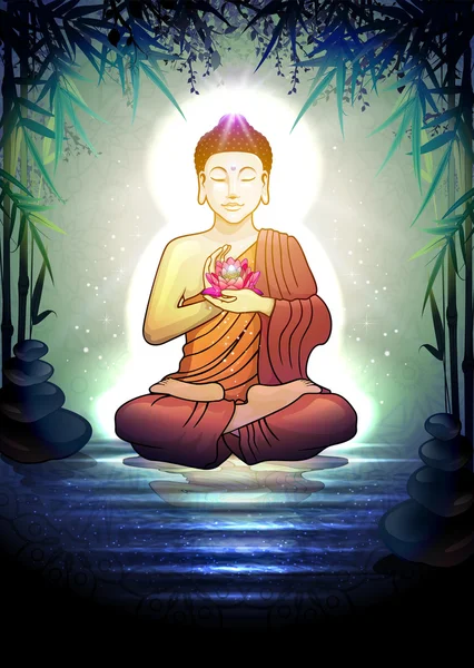 Buddha Face primer piso — Vector de stock